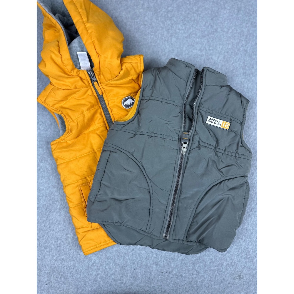 Carter's Toddler Boys Puffer Vest Bundle Yellow Grey Size 3T Set of 2